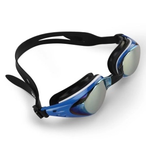Ochelari Inot pentru Copii 6+ Ani, cu Lentile Anti Fog, din Silicon, cu Husa, Negru-Albastru - Img 2
