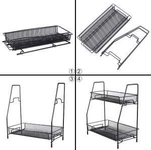 Organizator metalic multifunctional, cu 2 nivele, ideal pentru cosmetice sau condimente, negru - Img 8