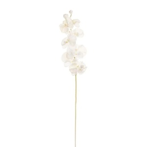 Orhidee artificiala cu tulpina lunga, in nuante calde, 70 cm, alb - Img 2
