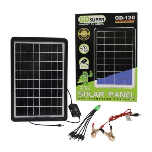 Panou solar 15W portabil, GD-120, IP65, cu mufe pentru incarcare device-uri, ABS, 37x26 cm, negru - Img 2