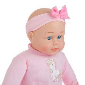 Papusa bebelus cu body si fusta tutu, cu sunet de plans si corp moale, varsta 3+ ani, 50cm, roz - Img 2