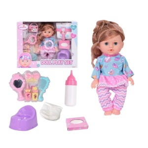 Papusa interactiva, cu hainute si accesorii, functii realiste, pentru copii 18+ luni, 28 cm lungime, multicolor - Img 1