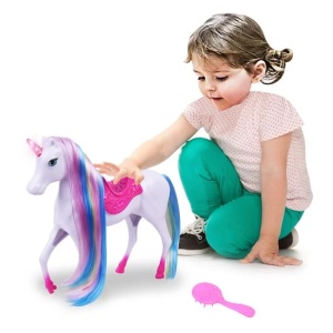 Papusa printesa cu rochie, unicorn cu lumini si accesorii incluse - Img 3