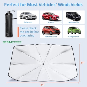 Parasolar auto pentru parbriz, tip umbrela, rezistent UV, negru-argintiu - Img 5