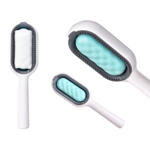 Perie colecatare par pentru caini si pisici, pentru curatare covor, canapea sau haine, umed sau uscat, din silicon, alb-verde - Img 7