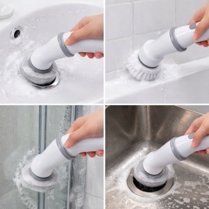 Perie electrica rotativa portabila pentru curatare, Ideala pentru baie si bucatarie, 2 capete, USB - Img 2