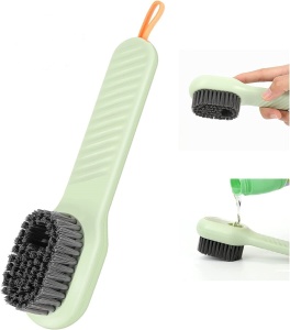 Perie pentru curatarea pantofilor sau hainelor cu recipient pentru detergent, plastic si cauciuc, 19 cm - Img 2