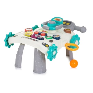 Premergator 3 in 1, masuta de activitati, cu sunete si lumini, 6 luni+, 41x41x44 cm, alb-roz/alb-gri - Img 2