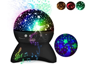 Proiector LED cer instelat, cu difuzor bluetooth, control din telefon, USB, negru - Img 6