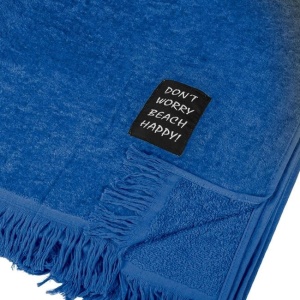 Prosop pentru Plaja, din Bumbac, cu Patch "Don't Worry", 90x170cm, Albastru - Img 2