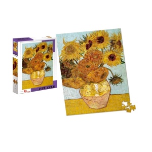 Puzzle din 300 piese, pictura Sunflowers a lui Vincent van Gogh, Dimensiune 39 x 27 cm