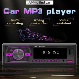 Radio MP3 Player Auto, cu Bluetooth, Afisaj in 7 Culori, 1Din, Telecomanda, Negru - Img 2