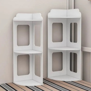 Raft de Colt pentru Birou, 2 Etajere, Compact, PVC, 60x24x24cm, Alb - Img 5