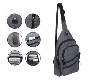 Rucsac pentru Bărbați cu USB si Port Căști, 18x8x32cm, gri - Img 3
