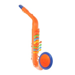 Saxofon de jucarie, din Plastic, 32.2x13x8.2cm, pentru Copii de 3 ani+, Verde/Portocaliu - Img 2