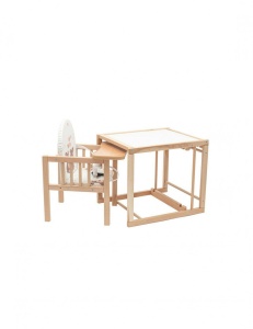 Scaun de masa pentru copii, din lemn natural, 2 in 1, New Baby - Img 2