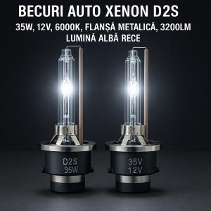 Set 2 Becuri Auto Xenon D2S cu flansa de metal, Lumina alb rece 6000K, 3200LM, Quick Start - Img 5