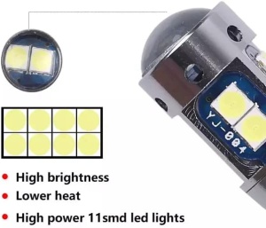 Set 2 becuri LED auto pentru de pozitii, T10 w5w, cu 10 led-uri cu, Canbus, 6000K, alb - Img 3