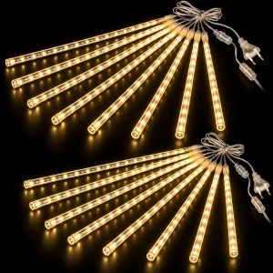 Set 2 Instalatii Luminoase de Craciun, Model Ploaie de Meteori, 16 Turturi LED luminosi, Lungime 80cm, Interconectabile, Rezistente la Temperaturi Scazute - Img 1