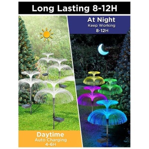 Set 2 lampa solara decorativa tip meduza cu lumina colorata, pentru curte sau gradina, 7 culori schimbatoare - Img 6
