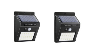 Set 2 lampi solare de perete cu 30 LED, Senzor de lumina si miscare