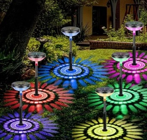 Set 2 lampi solare pentru gradina model floarea soarelui, Lumina multicolora - Img 7