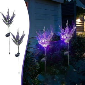 Set 2 lampi solare tip lavanda cu inaltime de 70cm, Senzor de lumina, Protectie IP65 - Img 3