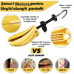 Set 2 Sanuri Pentru Largit si Alungit Pantofi, Welora®, Universal/Pentru Toate Tipurile de Pantofi, Unisex, Calitate Premium, Material Plastic + Cupru Metalic, Marimea 38-42 - Img 3