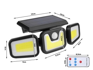 Set 2 X Lampa Solara 103 COB LED, Putere 120 W, Negru - Img 3