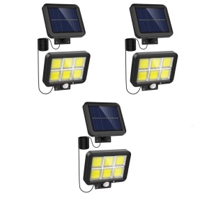 Set 3 lampi solare 120 LED-uri COB, Putere 30W, Senzor de lumina si miscare