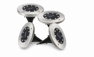 Set 4 lampi solare tip spot cu 8 Leduri pentru gradina, alee, scari, terasa, balcon