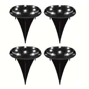 Set 4 x Lampi solare decorative pentru gradina, alee, gazon, piscina sau terasa, negru - Img 1