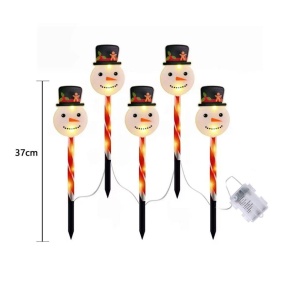 Set 5 Lampi solare LED, Figurine Om de Zapada, 37cm Inaltime, pentru Gradina, Alb-Rosu-Negru - Img 6