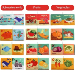 Set 6 carti educative, senzoriale, textile, pentru bebelusi 3 luni+, 12x10x2 cm, multicolor - Img 7