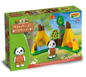 Set constructie cuburi Unico Maximilian Families In camping 29 piese pentru copii intre 1 si 5 ani - Img 3