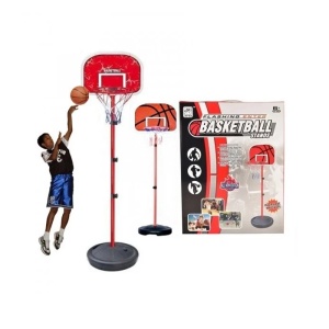 Set cos de baschet cu minge si accesorii, pentru copii 4 ani+, 202 cm inaltime maxima, rosu cu negru - Img 3