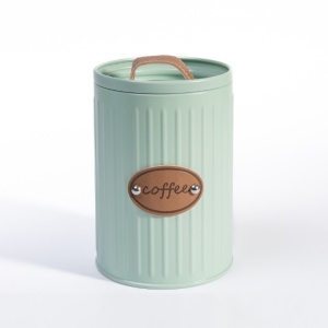 Set cu 3 recipiente metalice decorative, pentru cafea zahar sau ceai, metal, capacitate 1L, albastru deschis - Img 3
