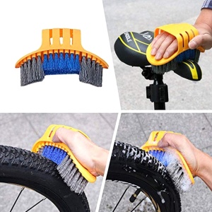 Set cu 5 perii si o laveta din microfibra pentru curatat biciclete, portocaliu - Img 2