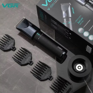 Set cu aparat de tuns fara fir, VGR V-698, 4 distantiere, afisaj LED, cu suport, incarcare USB, Negru - Img 2