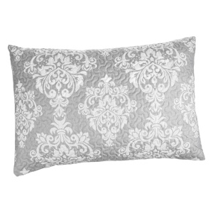 Set Cuvertură Pat 2 Persoane 220x240cm cu 2 Fețe de Pernă 49x68cm, Model floral, Culoare Gri deschis - Img 3