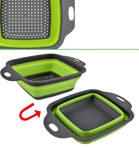 Set de 2 strecuratoari pliabile din silicon, 2 dimensiuni, Gri/Verde, Ideale in orice bucatarie - Img 6