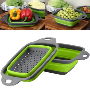 Set de 2 strecuratoari pliabile din silicon, 2 dimensiuni, Gri/Verde, Ideale in orice bucatarie - Img 8