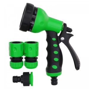 Set Furtun de Gradina 1/2", 15 m, cu Pistol și 3 Accesorii, Kit de Instalare și 8 Functii, Verde/Negru - Img 2