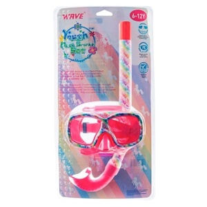 Set Masca Inot si Tub pentru Snorkeling, Model Unicorni, pentru Copii 6-12 Ani, Roz-Alb - Img 3