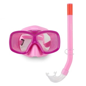 Set Masca si Tub Snorkeling, pentru Copii intre 6-12 Ani, Roz Fucsia - Img 1
