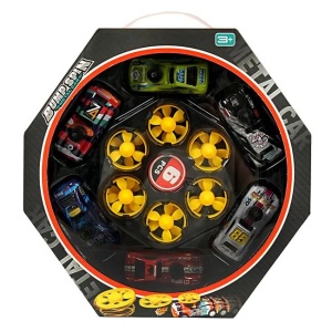 Set masini metalice cu fanta si sistem de lansare discuri, cu 6 masini si 18 discuri - Img 4