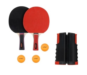 Set Ping Pong cu Fileu Pliabil, pentru 2 Jucatori, 6 piese, negru/rosu - Img 6