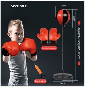 Set sac de box cu manusi pentru copii 4 ani+, Inaltime reglabila 67-102 cm - Img 6