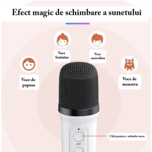 Statie smart wireless pentru karaoke, cu microfoan, boxa si iluminare LED RGB, portabila - Img 5