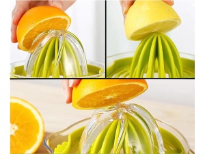 Storcator manual de citrice, din plastic, recipient transparent cu capacitate de 400ml si sita pentru samburi, verde - Img 11